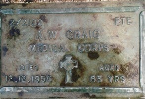 Pte. Alexander Westwood Craig - Waikumete Cemetery, Auckland