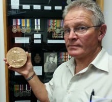 Sgt. Cruickshank's Memorial Plaque reunited with his medals -  Marlborough RSA President, John Forrest.